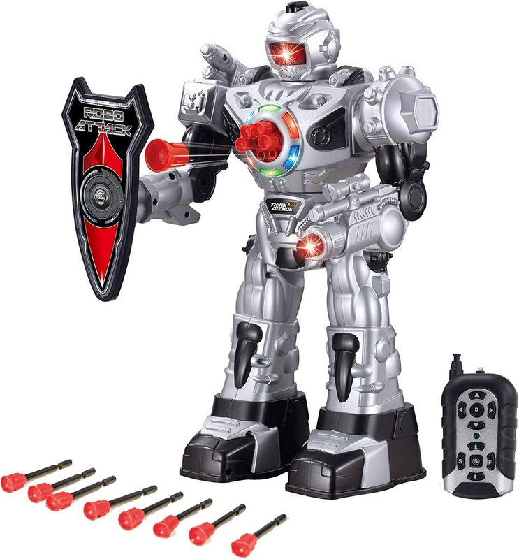Roboattack large remote control interactive robot - silver, , medium-null