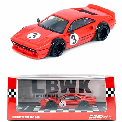 Inno models 1/64 lbwk 308 gtb ferrari #3, red, , medium