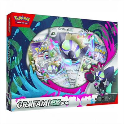 Pkm - pokemon - grafaiai ex box - 4 booster packs - 2 promo cards - 1 oversize card