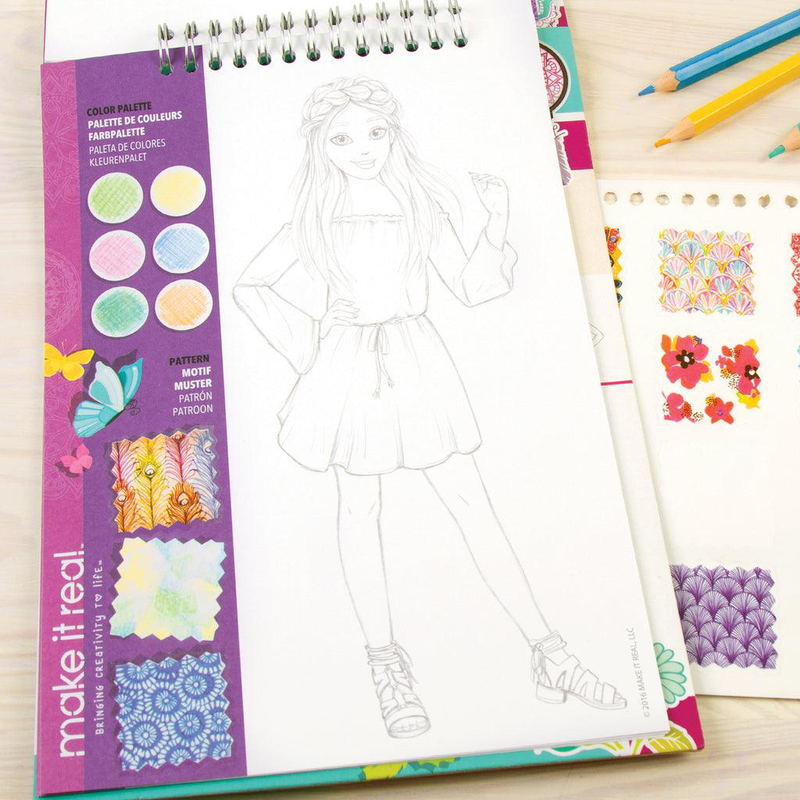 Product image: Make it real fashion design sketchbook & stickers - blooming creativity, , medium-null