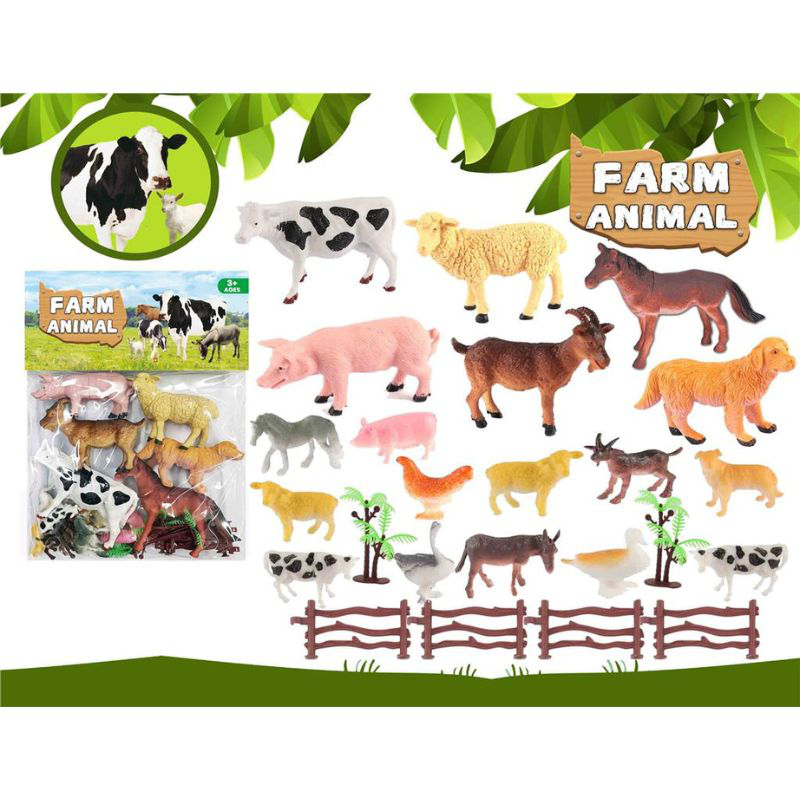 Product image: 18pcs farm animals with fence trees, , medium-null