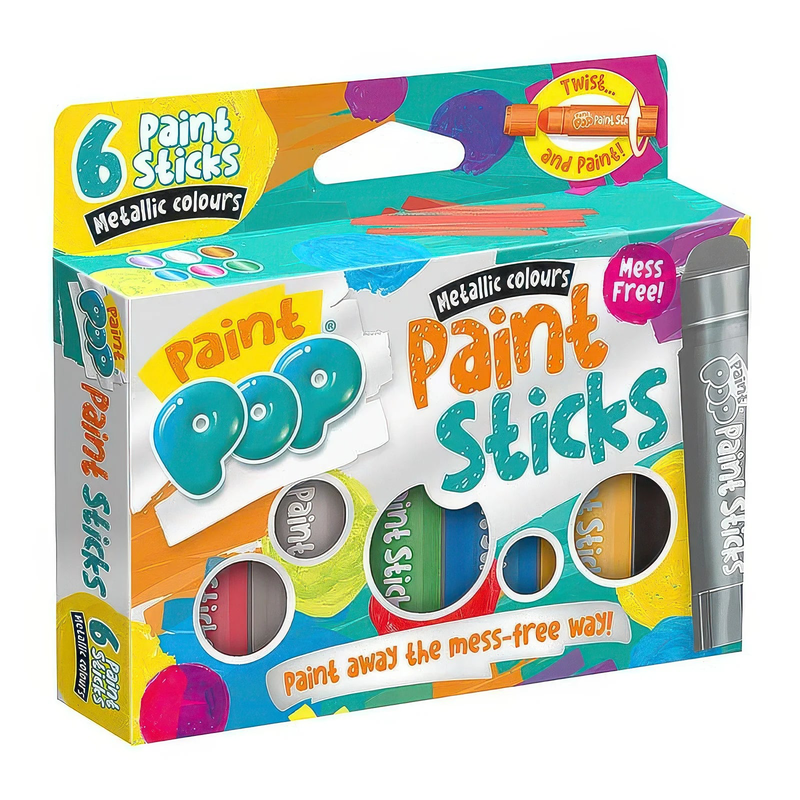 Paint pop paint sticks for kids - 6 pack metallic assorted colours, , medium-null