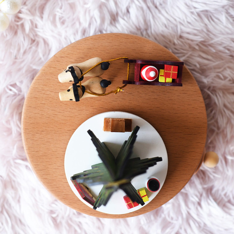 Ts collection musicbox wooden fawn christmas tree - merry christmas, , medium-null