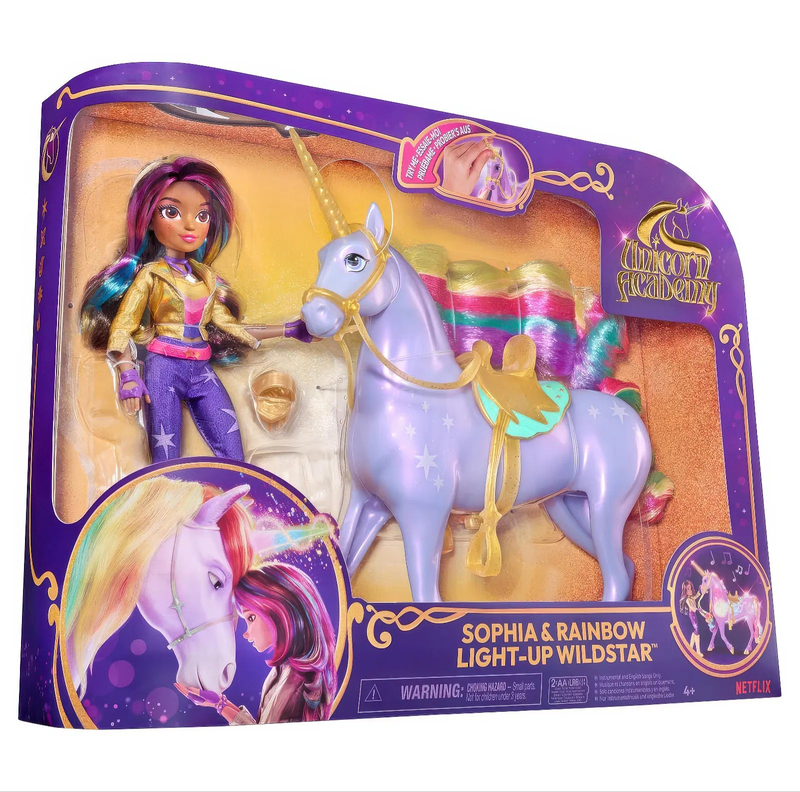 Unicorn academy sophia & interactive rainbow light-up wildstar, , medium-null