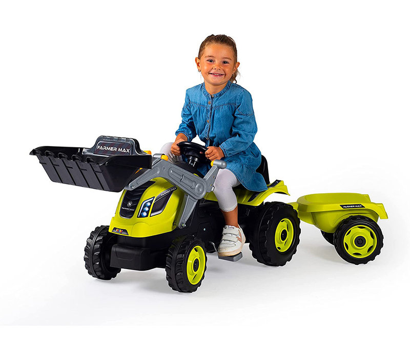 Smoby farmer max tractor and trailer, , medium-null
