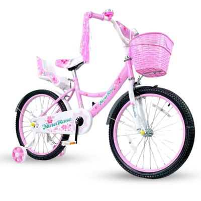 Παιδικό ποδήλατο με βοηθητικές ρόδες 20″ σε ροζ χρώμα, 6-9 ετών, , medium