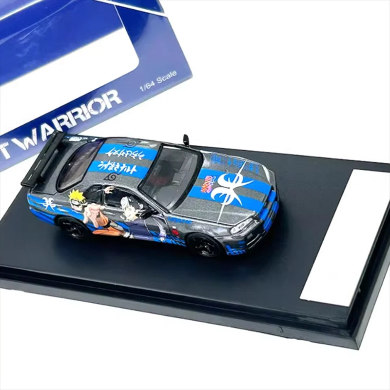 Street weapon 1/64 nissan skyline g-r r34 v-spec, naruto sasuke blue, , medium-null