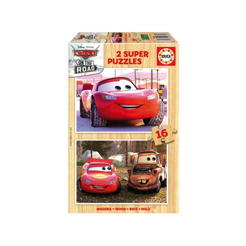 Cars wooden puzzles 2&times;16pcs, , medium-null