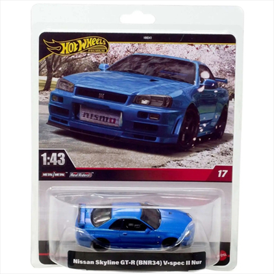 Mattel hot wheels premium: 1/43 – nissan skyline gt-r bnr34 v-spec II nur blue, , medium