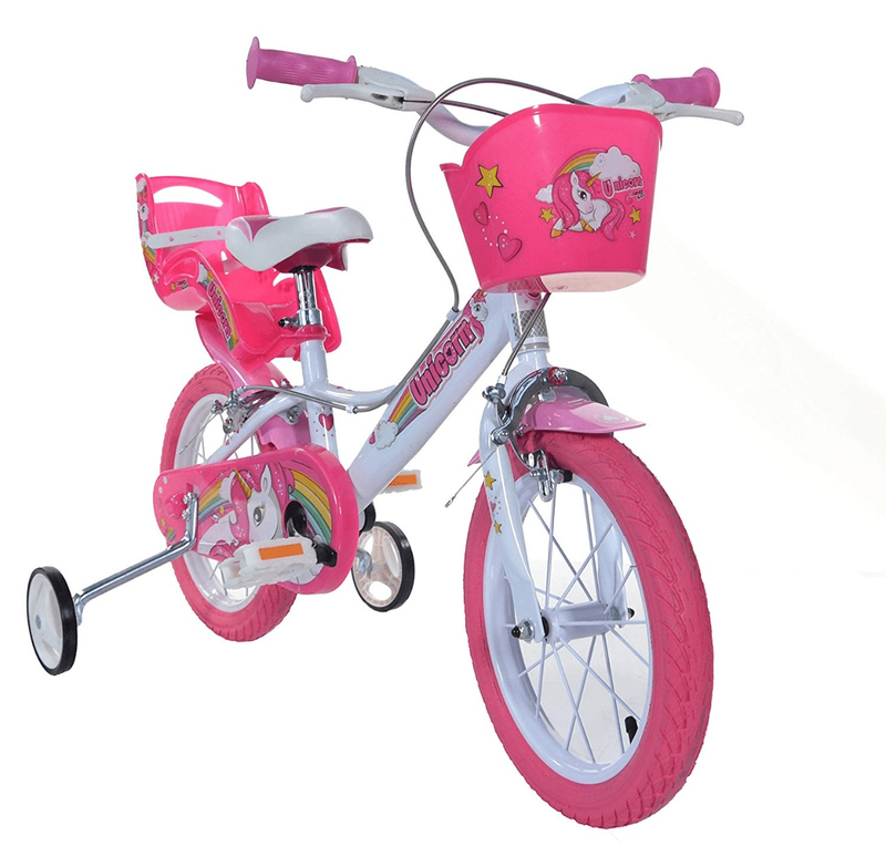 Dino bikes 144r-un unicorn bike, white & pink, , medium-null