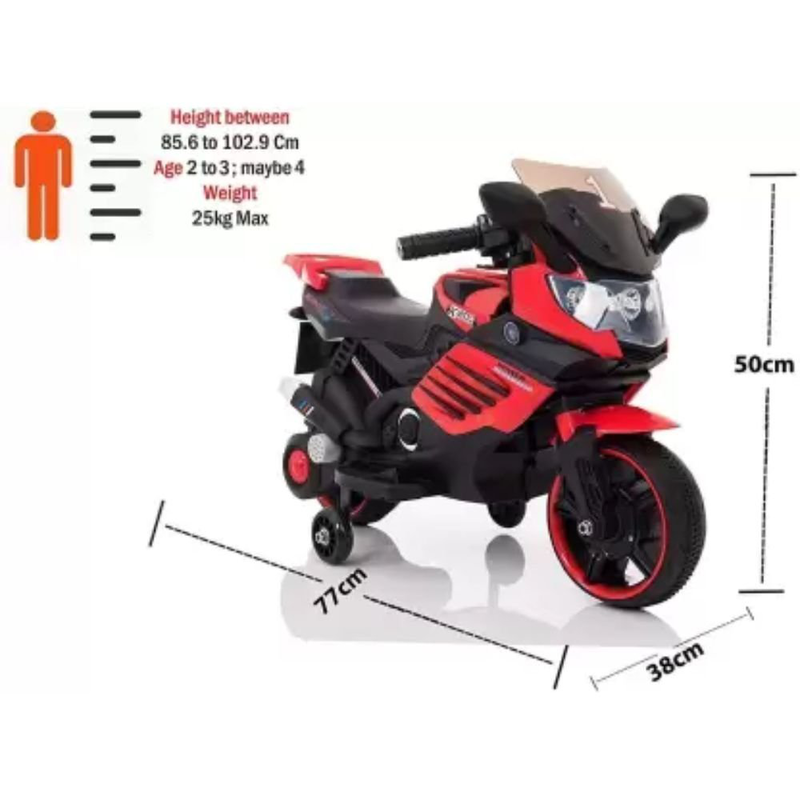 Ηλεκτροκίνητη μοτοσικλέτα 6v 4.5ah με φώτα, ήχο & mp3, διαθέσιμη σε κόκκινο, άσπρο και πράσινο, 3+ ετών-null
