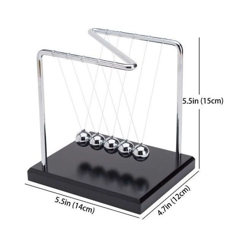 Newton's cradle 5 balls with z-shape wooden base – desktop balance pendulum, , medium-null
