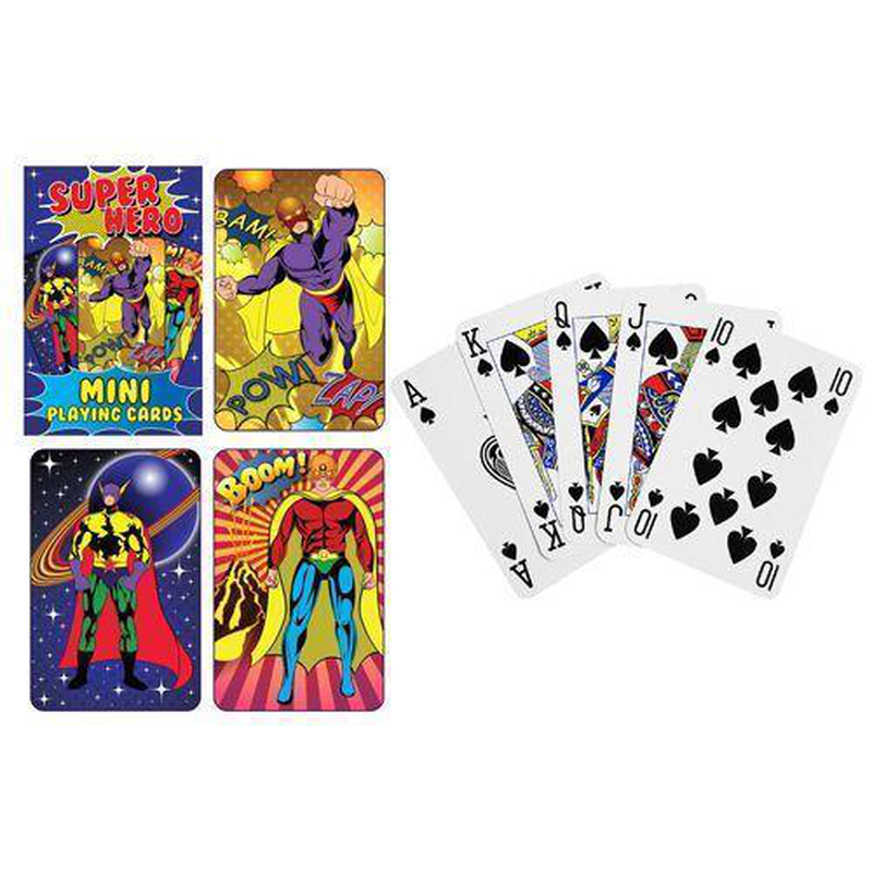 Fun stationery cards playing mini super hero 6 x 4cm - assortment, , medium-null