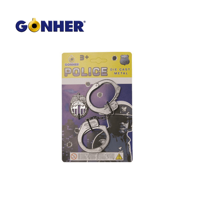 Gonher 324/0 police handcuffs and badge, black, , medium