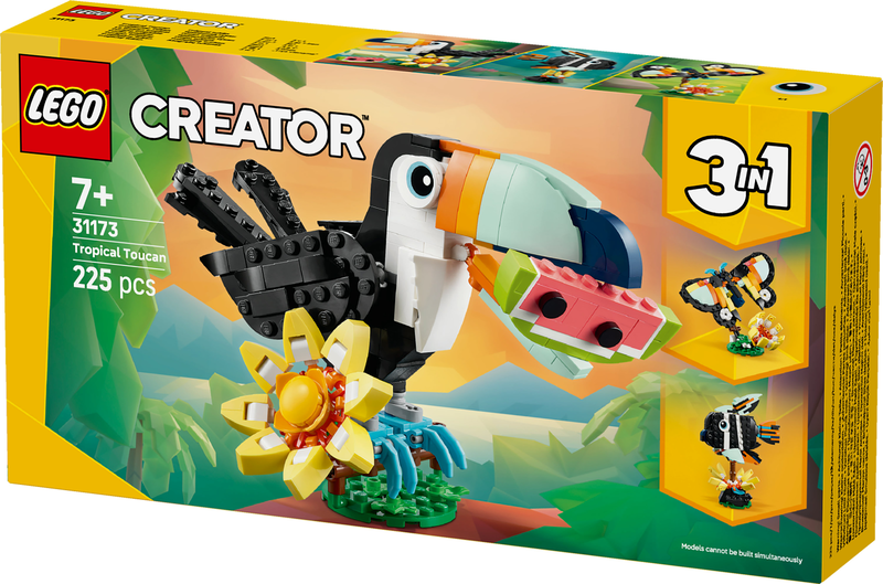 Lego creator wild animals tropical toucan 31173 for ages 7+ 225pcs, , medium-null