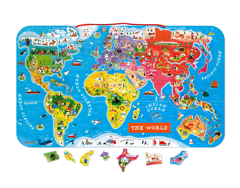 Janod magnetic world map puzzle, , medium-null