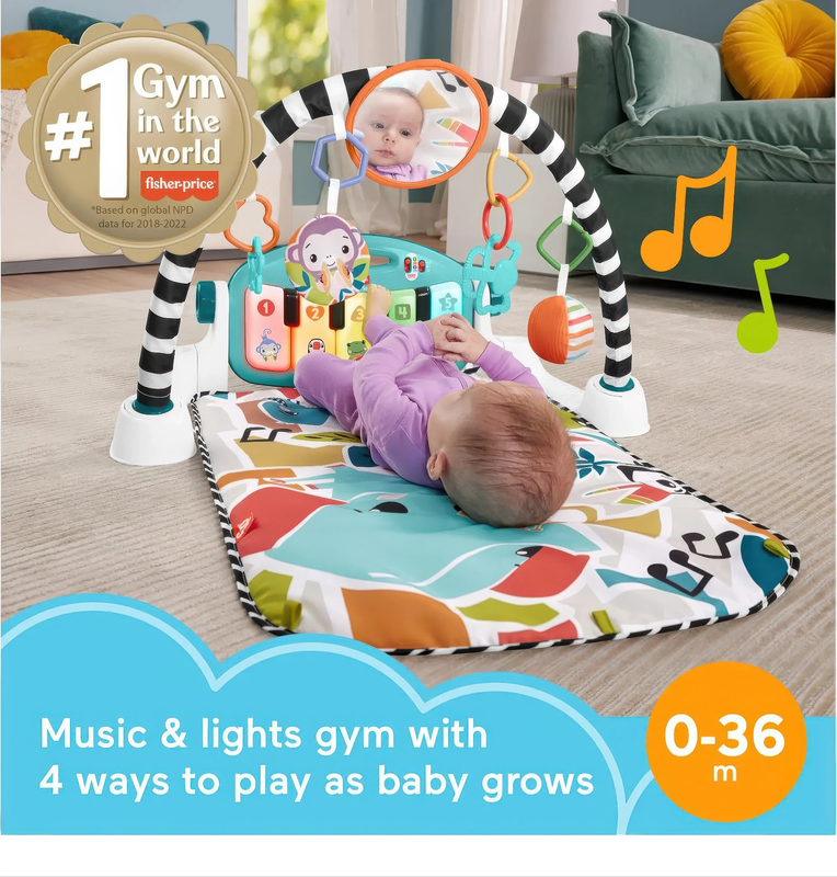 Fisher-price baby activity mat glow and grow kick & play piano gym, , medium-null