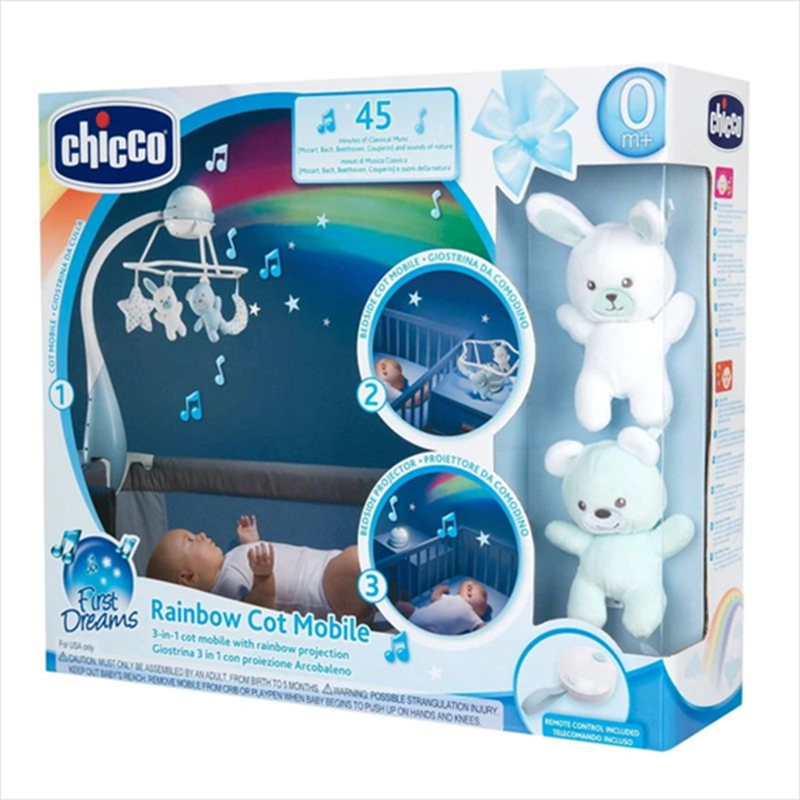 Chicco rainbow 3-in-1 baby cot mobile with projector light blue y01-11041-20, , medium-null