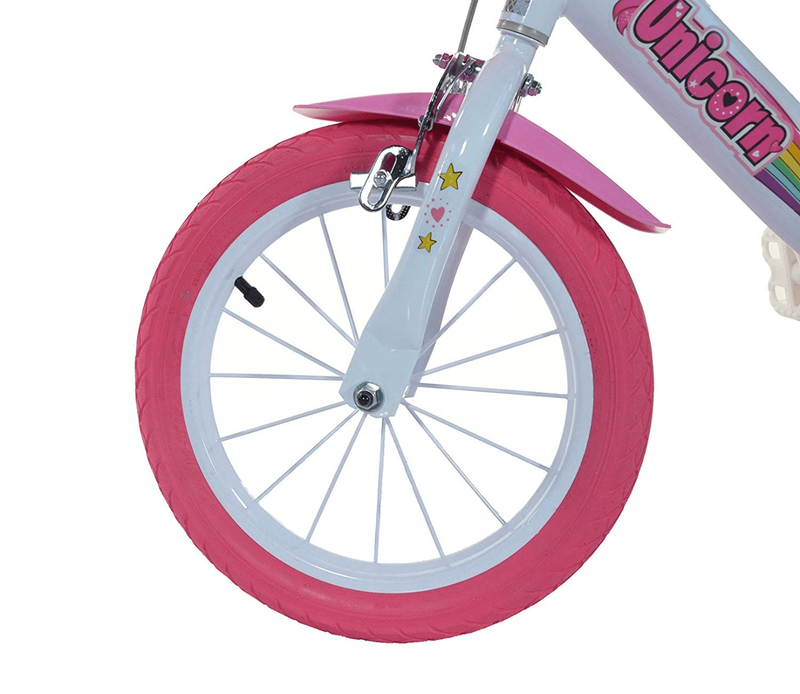 Dino bikes 144r-un unicorn bike, white & pink, , medium-null