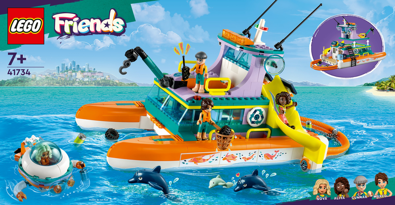 Lego friends sea rescue boat 41734 for ages 7+ 717pcs, , medium-null