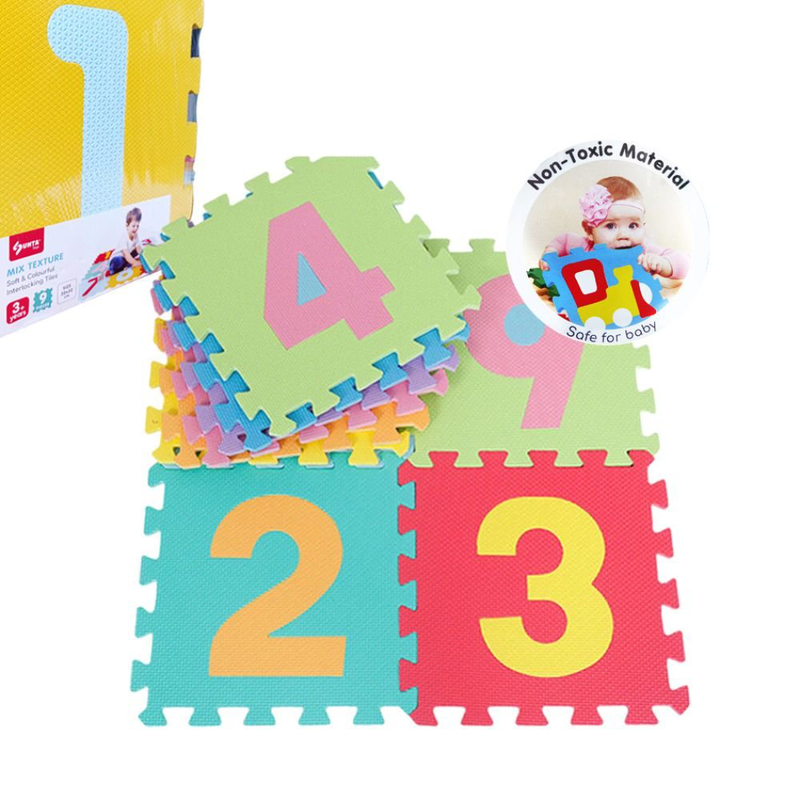 Product image: Παιδικό παζλ χαλάκι δαπέδου με αριθμούς 9 τεμαχίων 32x32cm πολύχρωμο, , medium-null