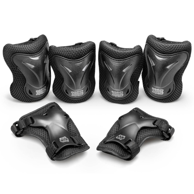 Xootz 6pc kids pad set - black - l (10-14yrs)