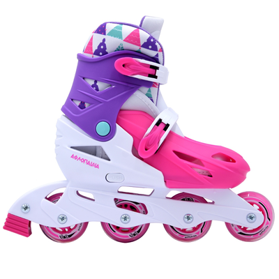 Adjustable roller skates 3 sizes, White/pink, medium