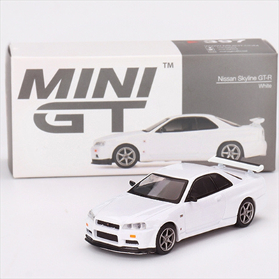 Mini gt 1/64 nissan skyline gt-r r34 v-spec n1, white, , medium