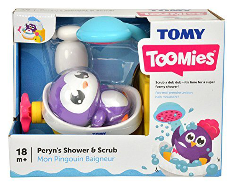 As tomy toomies peryn's shower & scrub penguin bubble bath toy 72610 18m+, , medium image number null