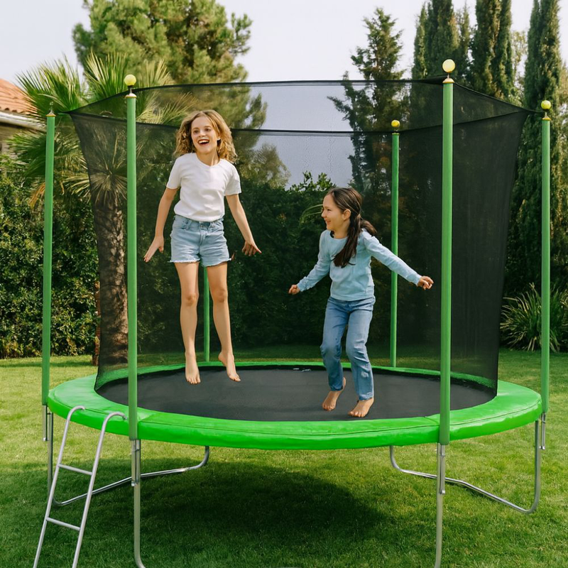 Ozzy τραμπολίνο παιδικό 10ft με δίχτυ ασφαλείας, σκάλα & αντοχή έως 100kg για ηλικίες 6+ ετών, , medium-null