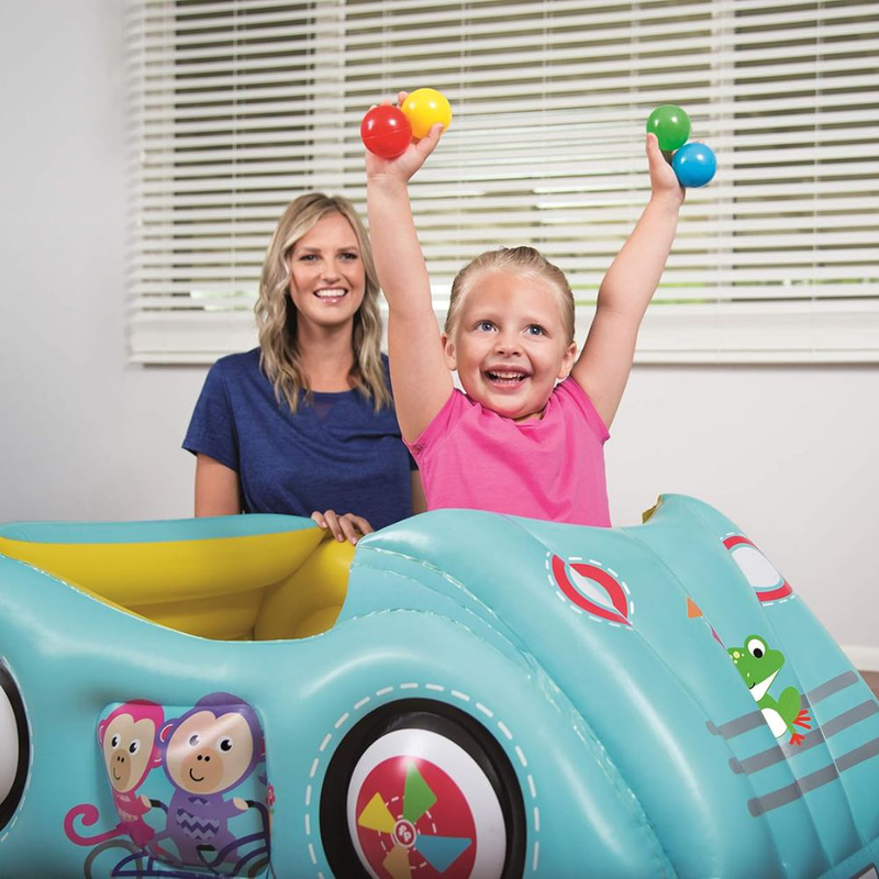 Bestway fisher-price φουσκωτό αυτοκινητάκι 119 x 79 x 51 cm με 25 χρωματιστές μπάλες, , medium-null