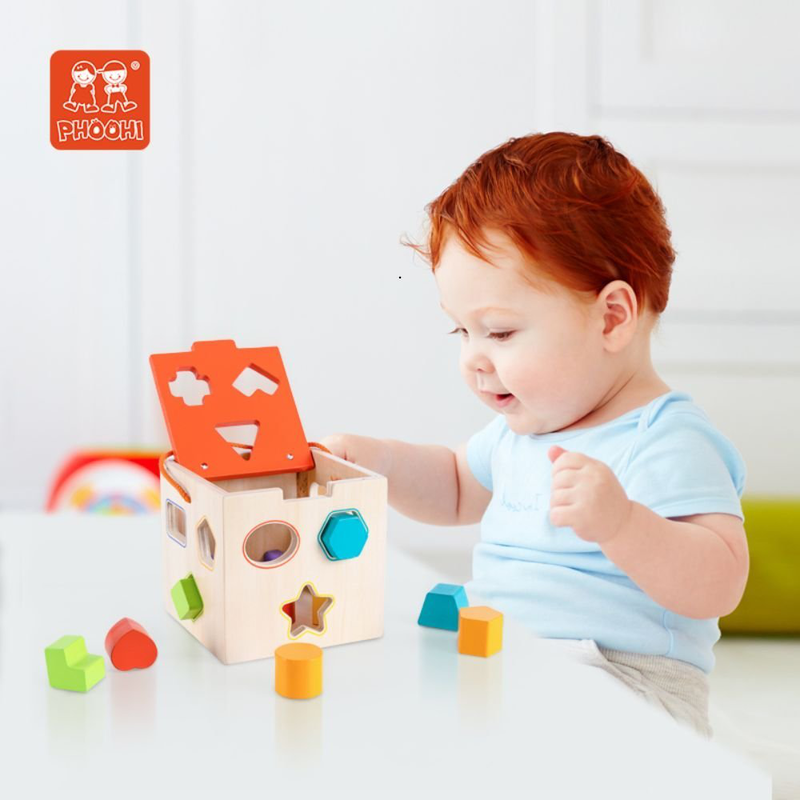 Wooden shape sorting cube, , medium-null