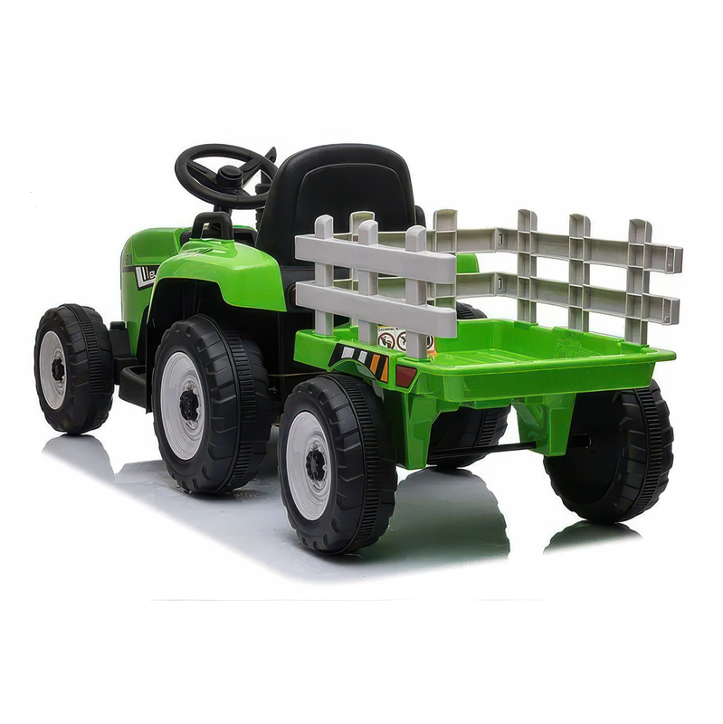 Big farm 12v electric ride-on tractor with trailer, , medium-null