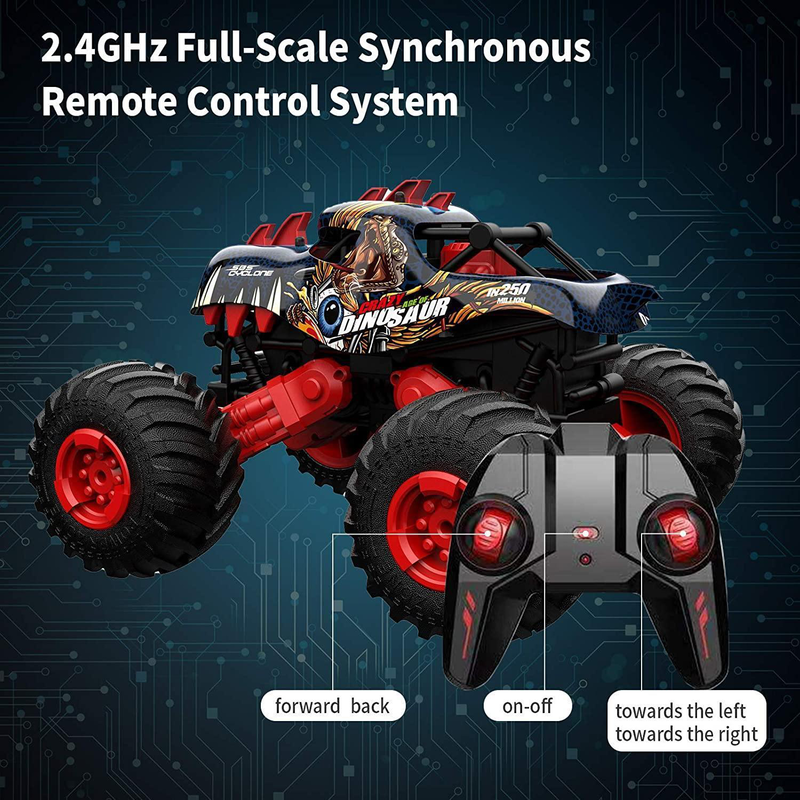 Big wheel tyrannosaurus dinosaur rc monster truck - blue, , medium image number null