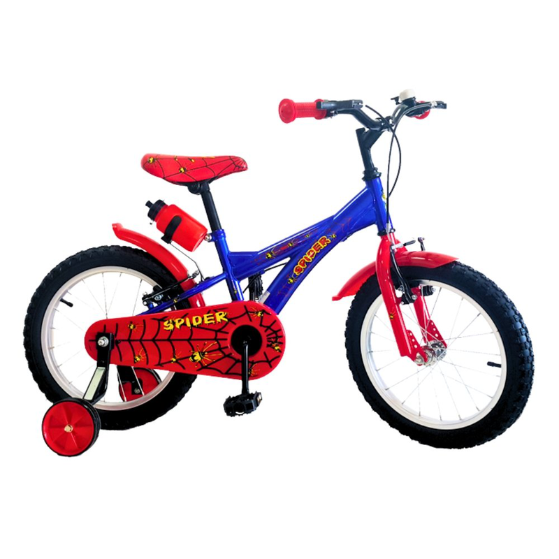 Product image: Ποδήλατο spider σε μπλέ/κόκκινο χρώμα με βοηθητικές ρόδες 14″ για ατέλειωτες βόλτες 53143, 3-5 ετών, , medium-null