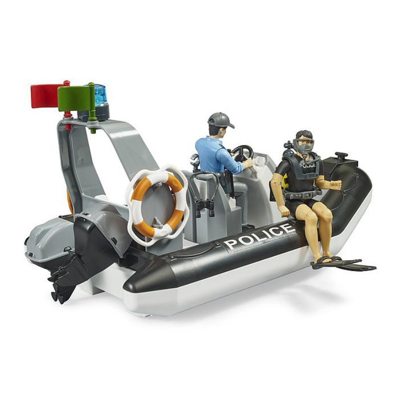 Bruder bworld police boat with rotating beacon light 2 figures and acc. 062733, , medium-null