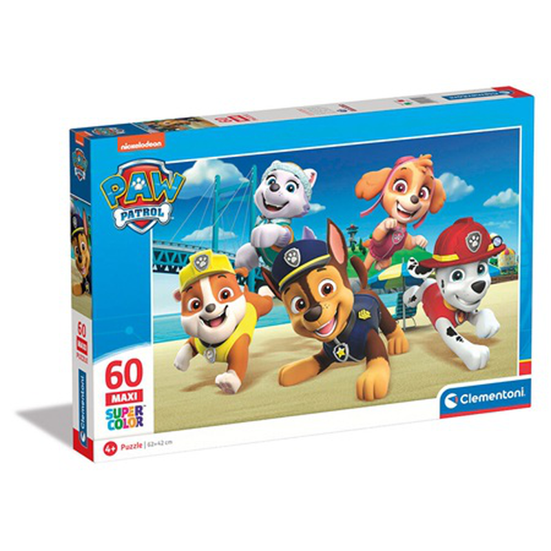 As clementoni kids puzzle maxi supercolor nickelodeon paw patrol 60 pcs 4y+ 26591, , medium-null