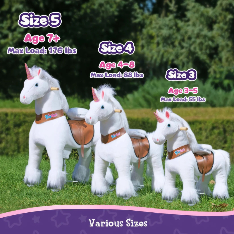 Ponycycle mechanically walking ride-on white unicorn - ages 3-5 years image number null
