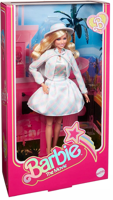 Mattel barbie the movie collectible doll margot robbie  as barbie in plaid matching set, , medium
