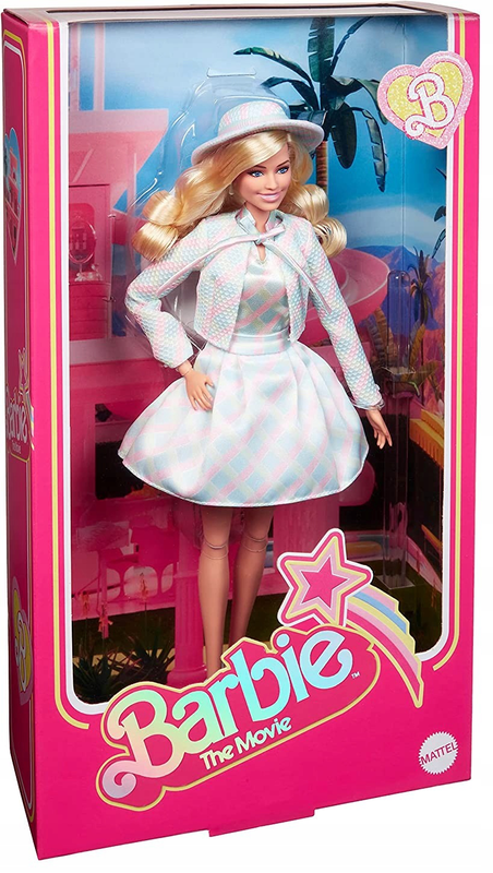 Mattel barbie the movie collectible doll margot robbie  as barbie in plaid matching set, , medium-null