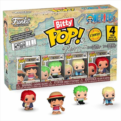 Funko bitty pop! 4-pack: one piece - monkey d. Luffy, roronoa zoro, axe-hand morgan, bitty pop! Chas, , medium