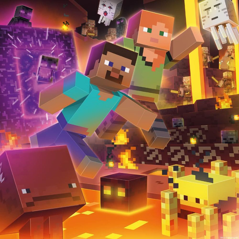 Product image: Ravensburger minecraft biomes 3×49 piece puzzle explore the world with steve & alex, ages 5+, , medium-null