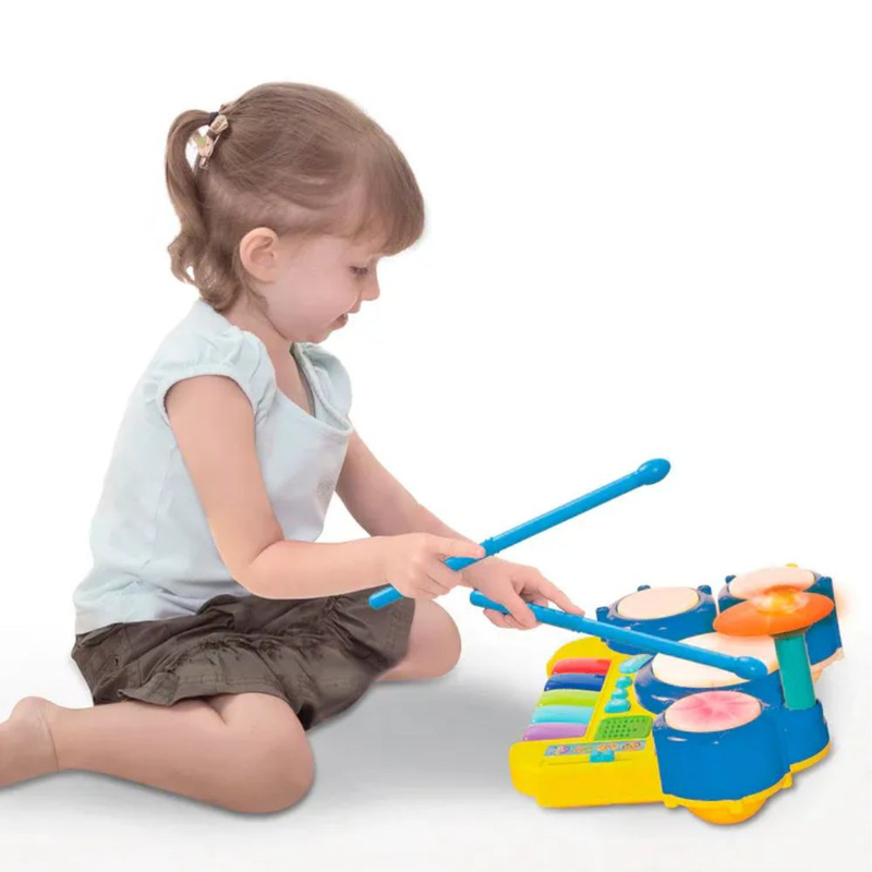 Winfun 002034 μουσικό σετ τυμπάνων με πληκτρολόγιο 5 νότων boppin’ beats drum set keyboard με ενσωματωμένα τραγούδια demo, , medium-null
