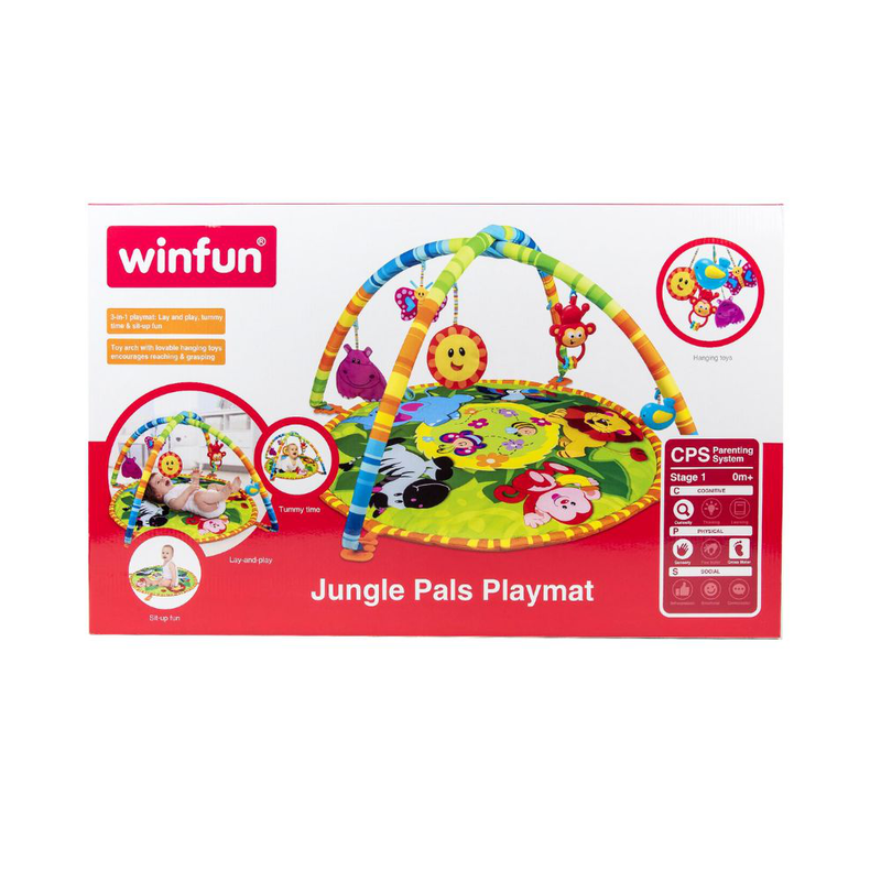 Product image: Winfun 000827 χαλάκι δραστηριοτήτων με κρεμαστά παιχνίδια jungle pals playmat, , medium-null