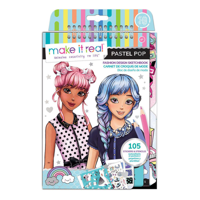 Make it real fashion design stickers & sketchbook: pastel pop!
