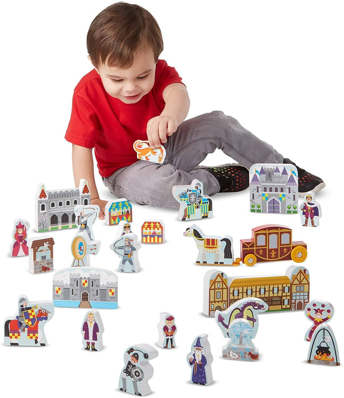 Melissa & doug 10979 wooden town play set with storage tray (32pc), , medium image number null