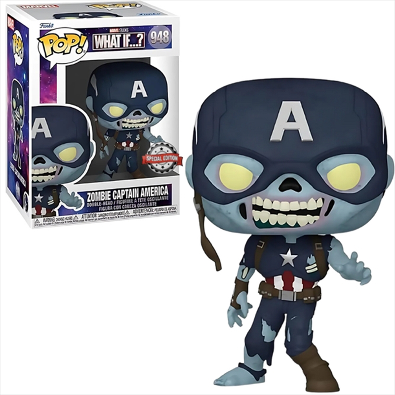 Funko pop! Marvel: what if - zombie captain america #948 bobble-head funko-shop exclusive, , medium-null