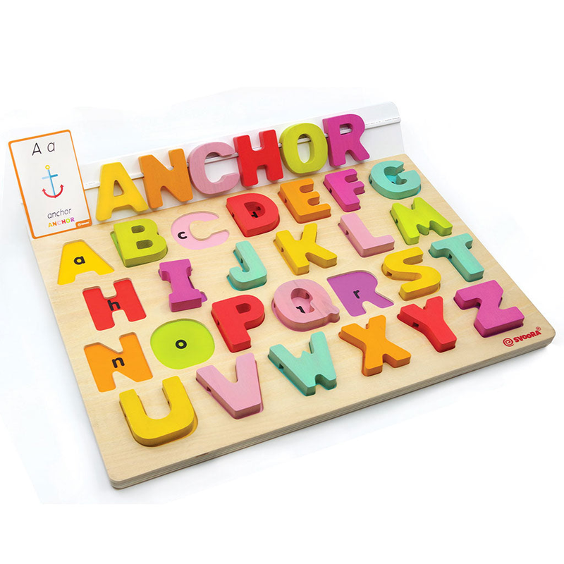 Wooden alphabet puzzle with 50 flash cards “my first english words”, , medium image number null