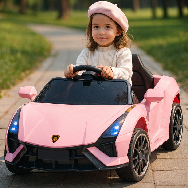 Lamborghini ηλεκτροκίνητο αυτοκίνητο μπαταρίας 12v 4.5ah μονοθέσιο με φώτα, μουσική & τηλεχειριστήριο ροζ, 3+ ετών, , medium-null