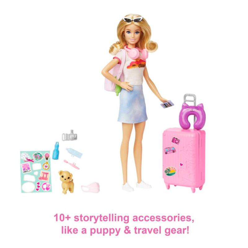 Barbie  malibu  travel set with puppy hjy18, , medium-null